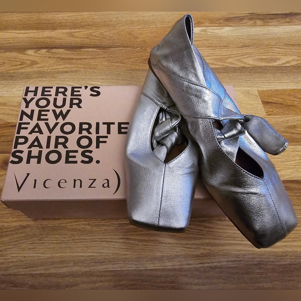 Silver Vincenza Bow Mary Jane Flats